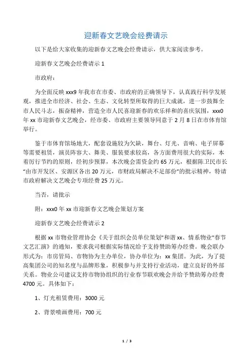 2020年迎新春文艺晚会经费请示