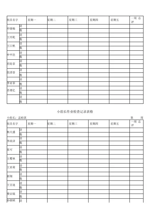 小组长作业检查记录表格