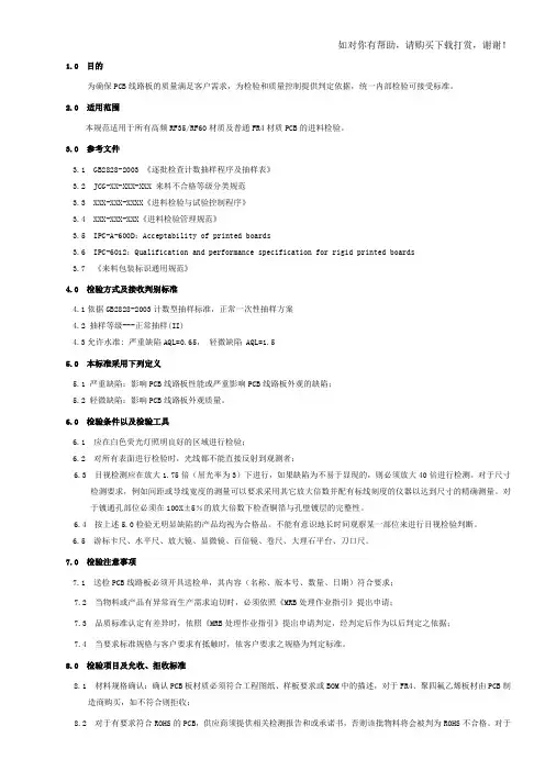 PCB印刷线路板检验规范
