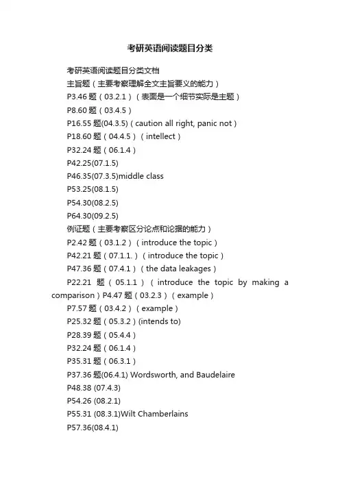 考研英语阅读题目分类
