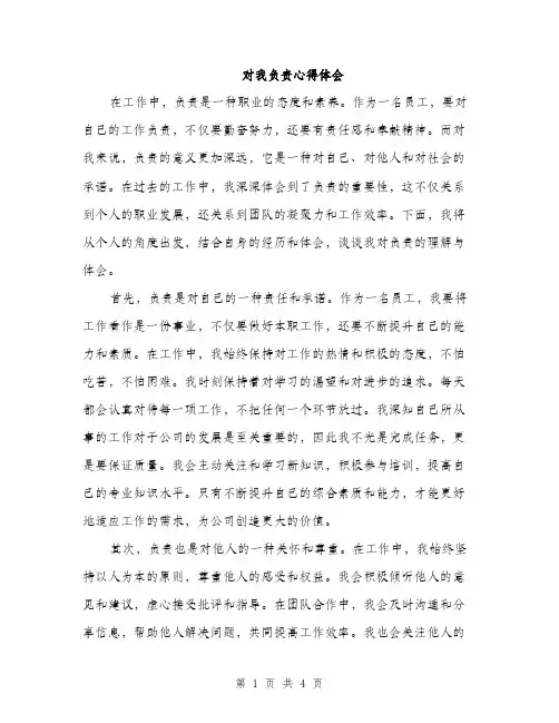 对我负责心得体会（2篇）