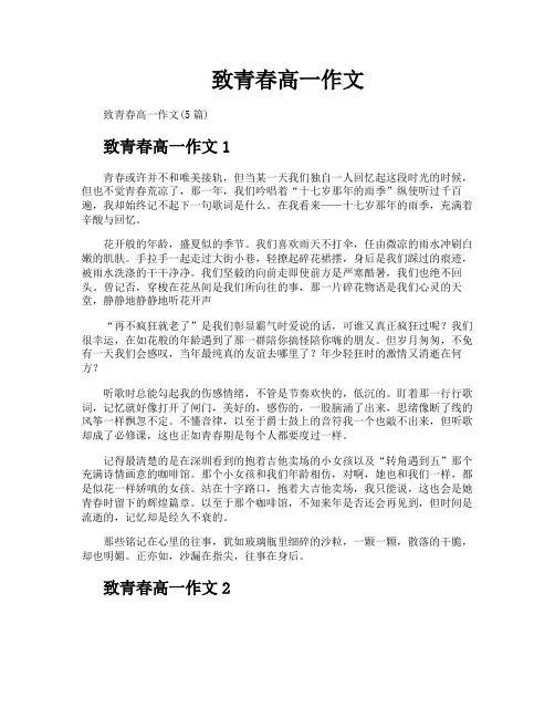 致青春高一作文