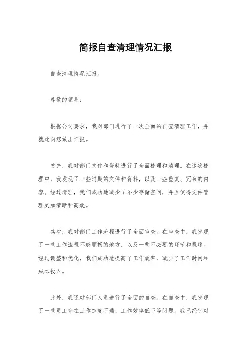 简报自查清理情况汇报