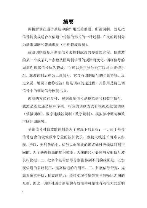 SSB调制解调设计与仿真
