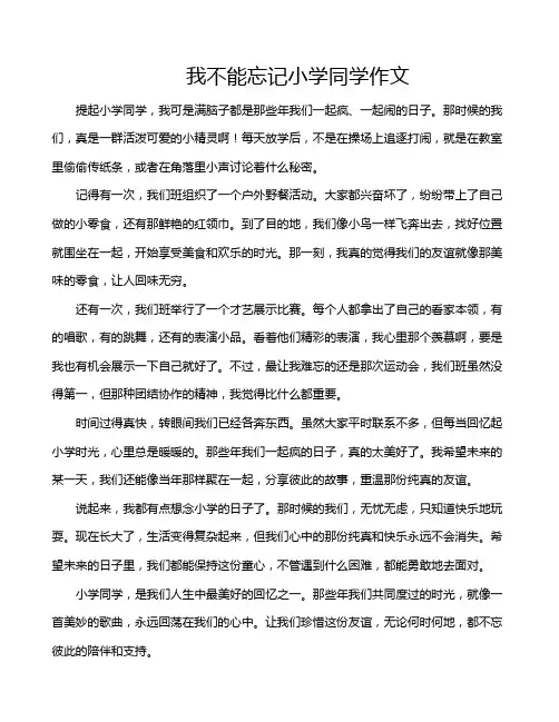 我不能忘记小学同学作文