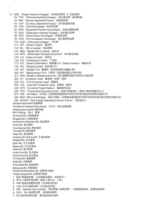 货运代理之外贸英语：货代贸易术语缩写