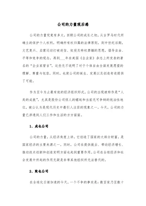 公司的力量观后感（三篇）