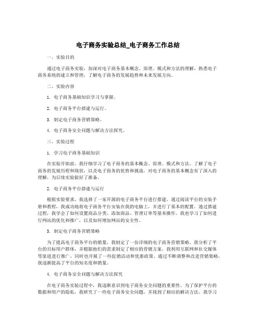 电子商务实验总结_电子商务工作总结