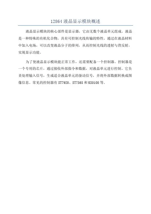 12864液晶显示模块概述