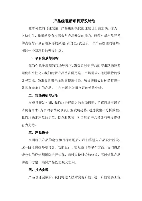 产品经理新项目开发计划