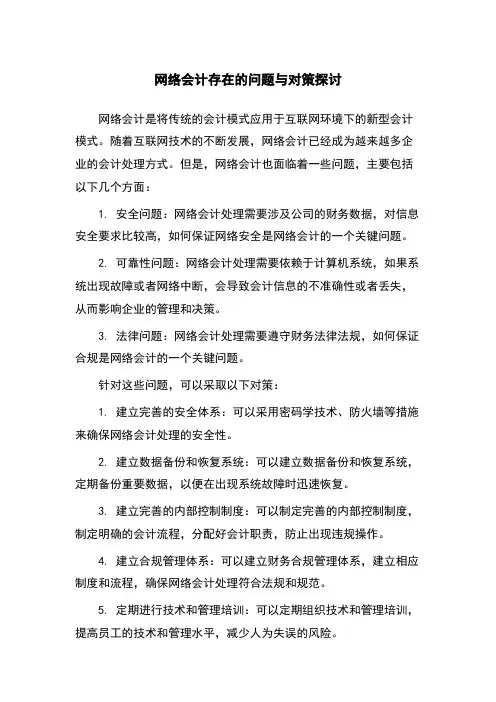 网络会计存在的问题与对策探讨
