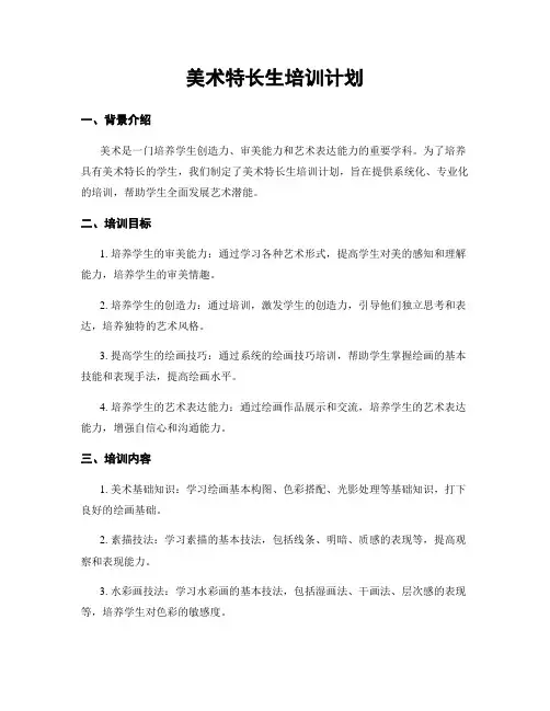 美术特长生培训计划