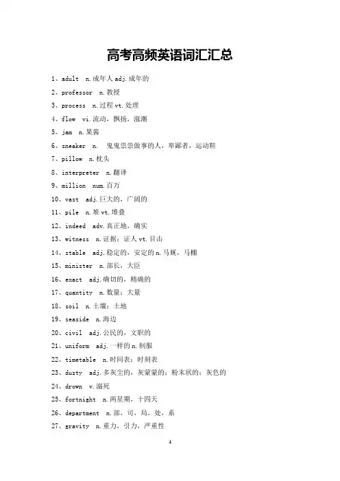 高考高频英语词汇-打印版