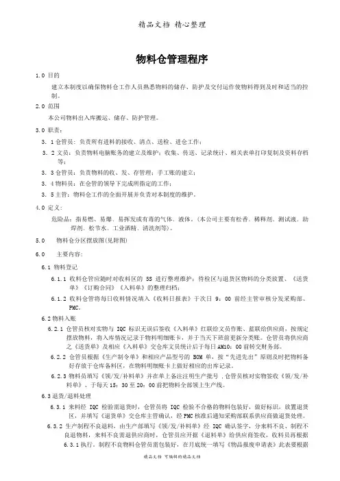 物料出入仓库管理程序