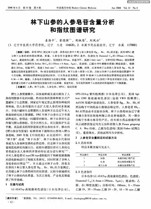 林下山参的人参皂苷含量分析和指纹图谱研究
