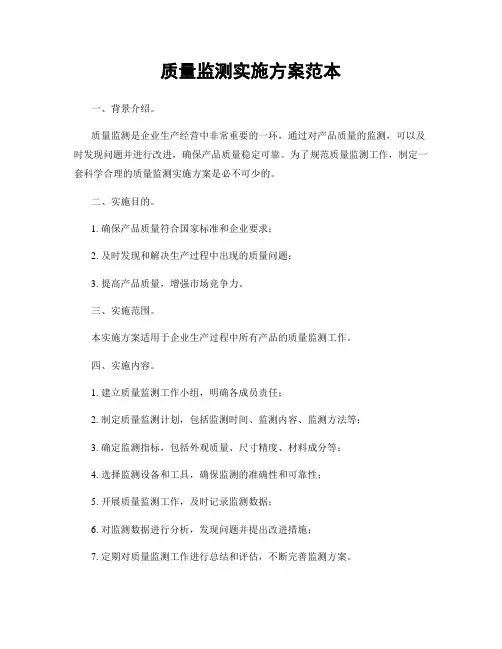 质量监测实施方案范本
