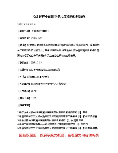 冶金过程中的时空多尺度结构及其效应