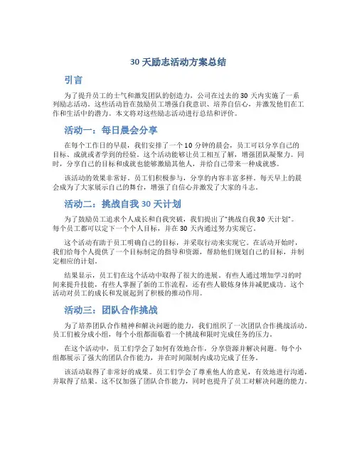 30天励志活动方案总结