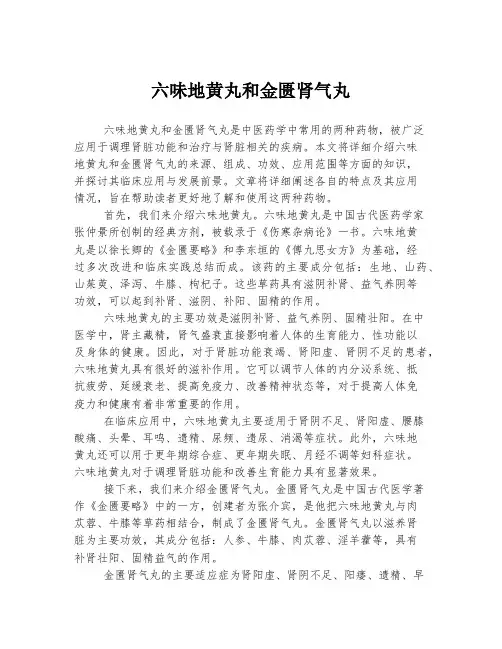 六味地黄丸和金匮肾气丸