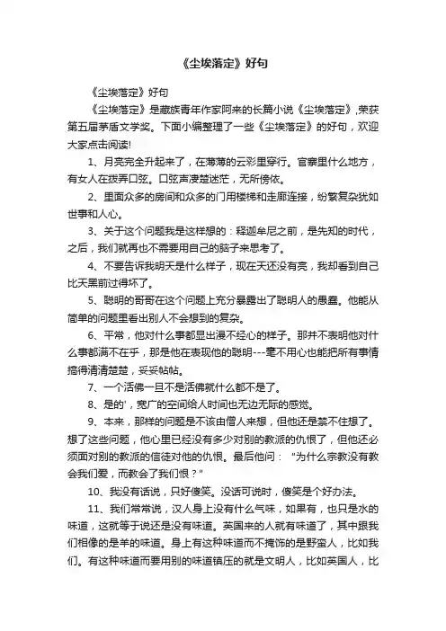 《尘埃落定》好句