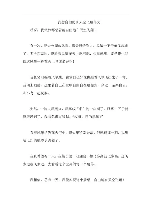 我想自由的在天空飞翔作文