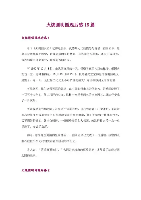 火烧圆明园观后感15篇