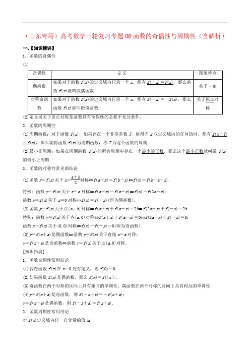 (山东专用)高考数学一轮复习专题06函数的奇偶性与周期性(含解析)