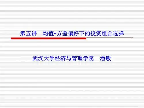 第五讲 均值-方差偏好下的投资组合选择