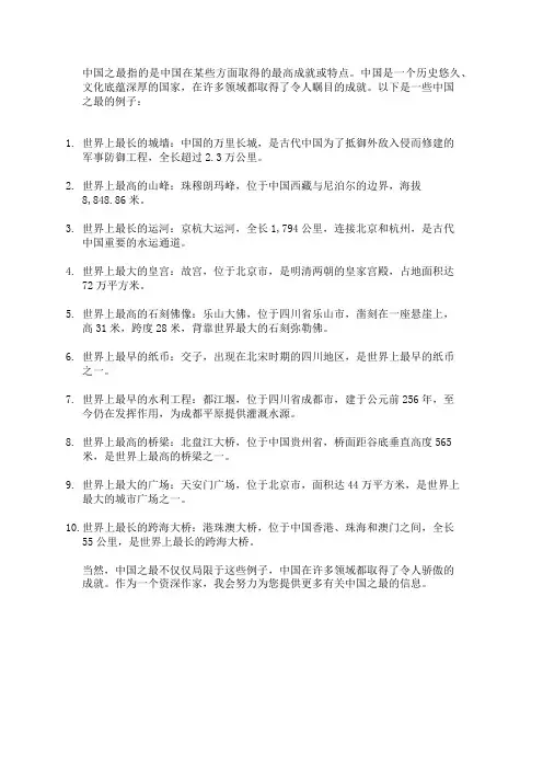 中国之最指的是