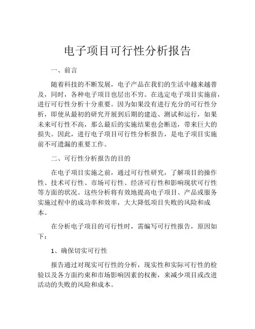电子项目可行性分析报告