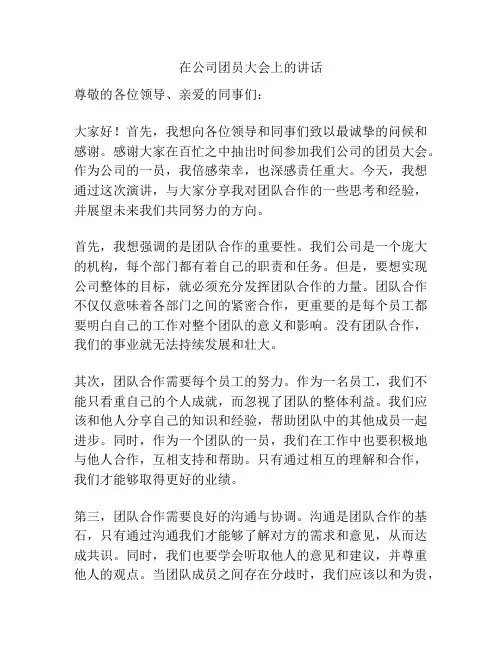 在公司团员大会上的讲话