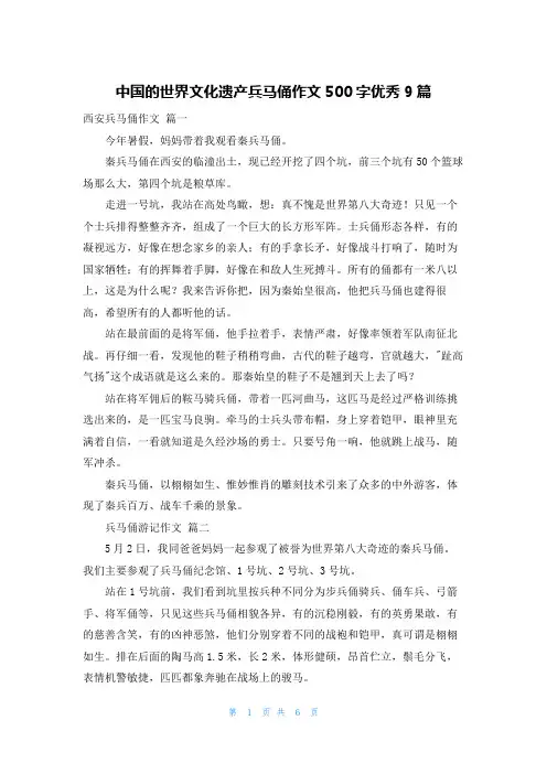 中国的世界文化遗产兵马俑作文500字优秀9篇