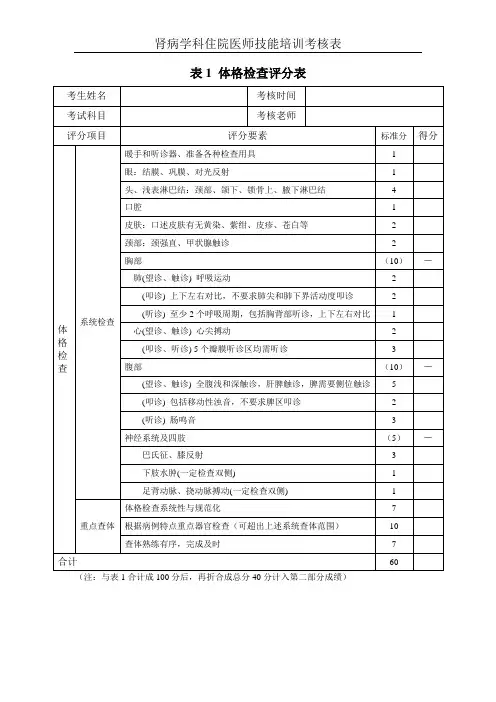 出科技能考核表