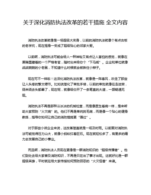 关于深化消防执法改革的若干措施 全文内容