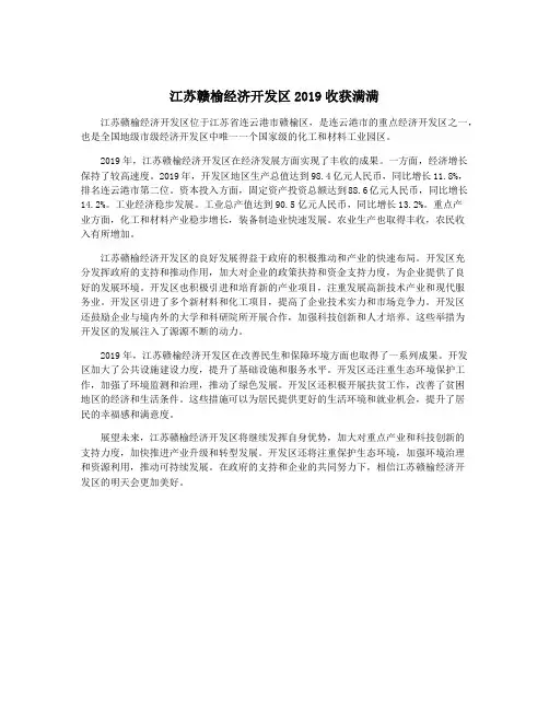江苏赣榆经济开发区2019收获满满
