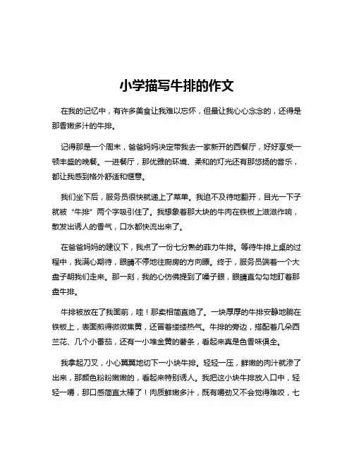 小学描写牛排的作文