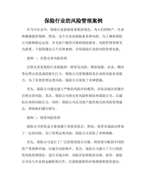 保险行业的风险管理案例
