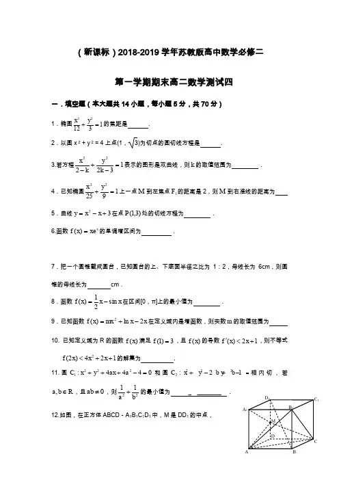 2019—2020年最新苏教版高二数学上学期期末模拟检测试题及答案解析.docx