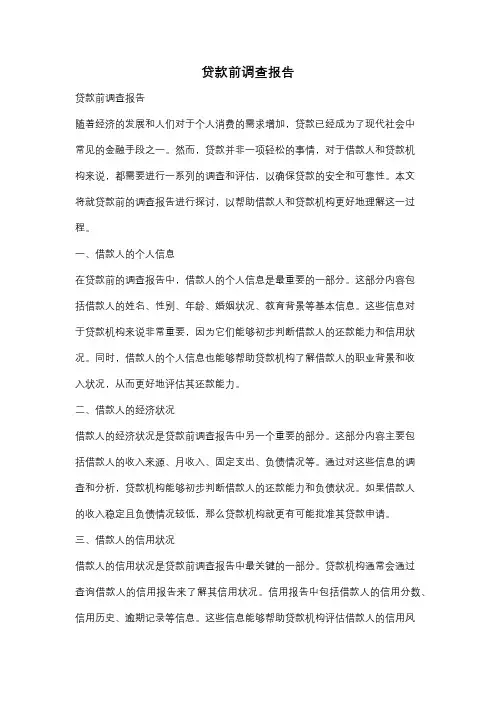 贷款前调查报告