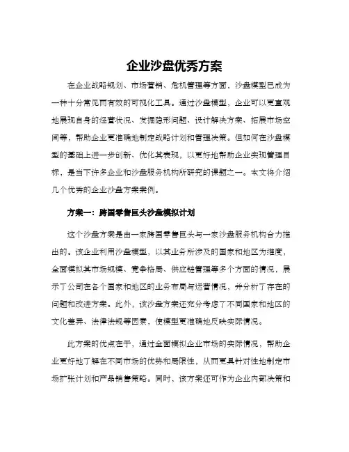 企业沙盘优秀方案