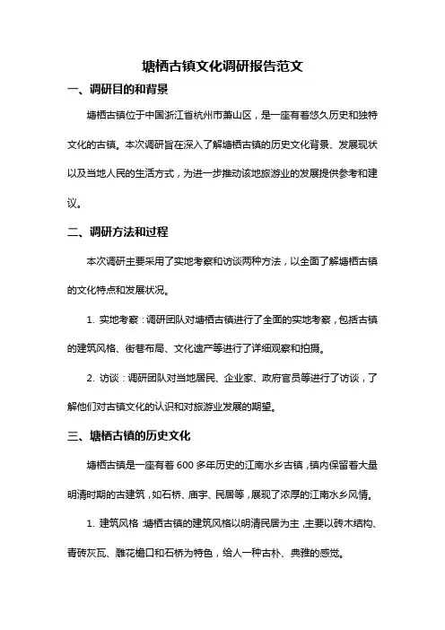 塘栖古镇文化调研报告范文