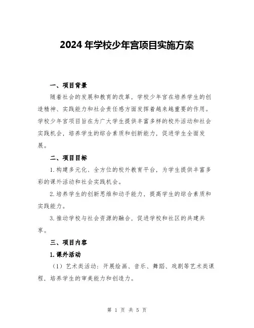 2024年学校少年宫项目实施方案