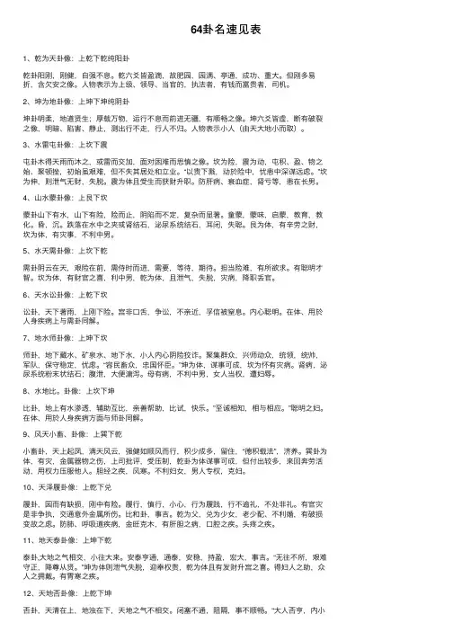 64卦名速见表