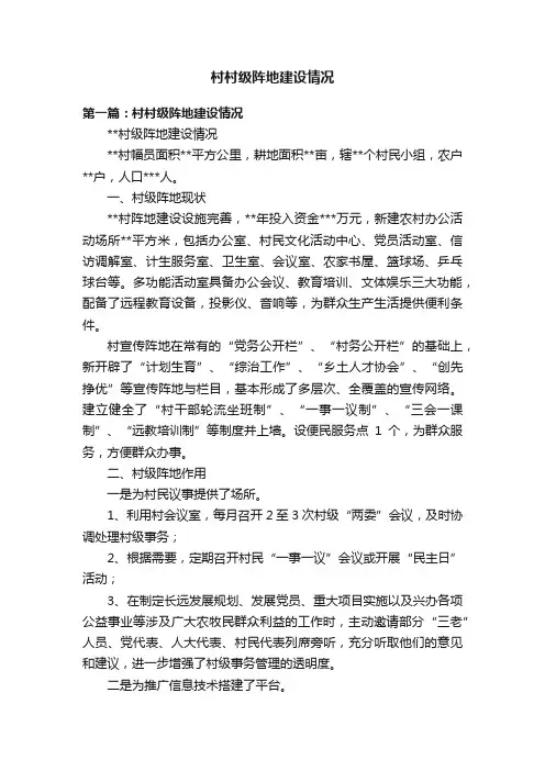 村村级阵地建设情况