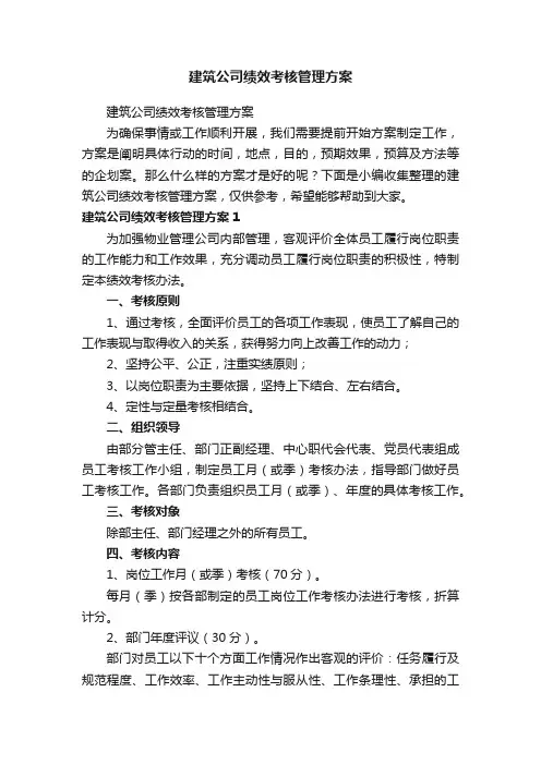 建筑公司绩效考核管理方案