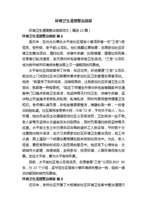 环境卫生清理整治简报