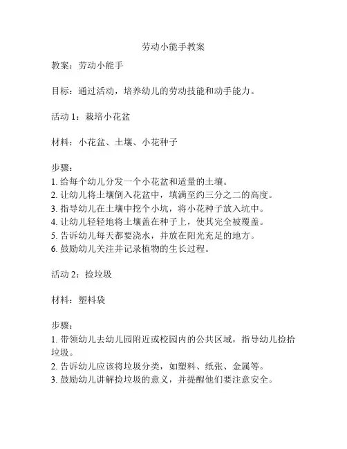 劳动小能手教案