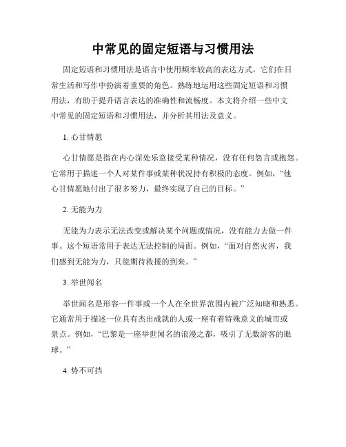 中常见的固定短语与习惯用法