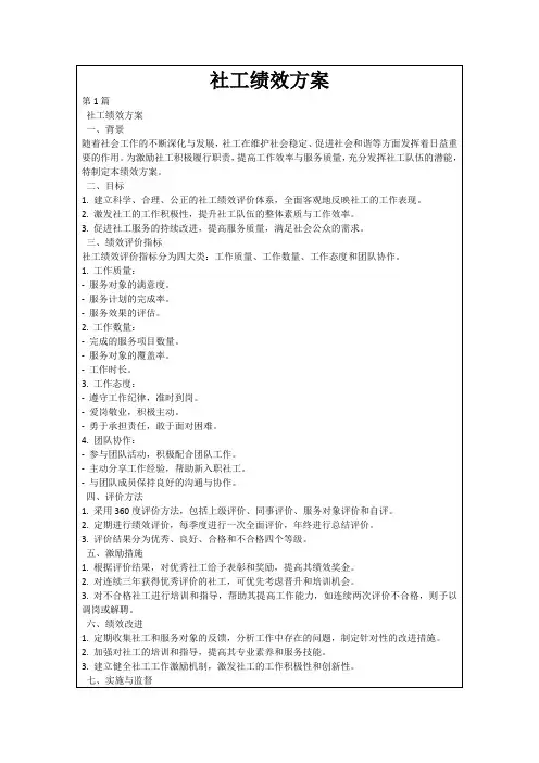 社工绩效方案