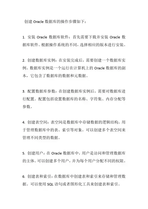 oracle database数据库创建操作步骤